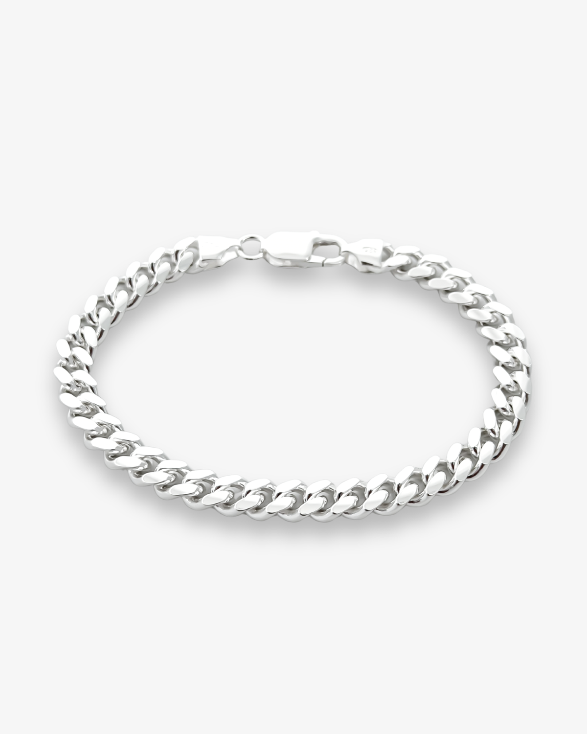 Cheap Sterling Silver Jewellery - Solid 925 Sterling Silver 6.5mm Cuban Bracelet - Italian Made
