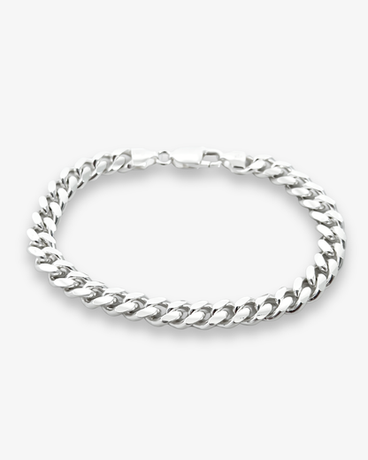 Cheap Sterling Silver Jewellery - Solid 925 Sterling Silver 7.5mm Cuban Bracelet - Italian Made