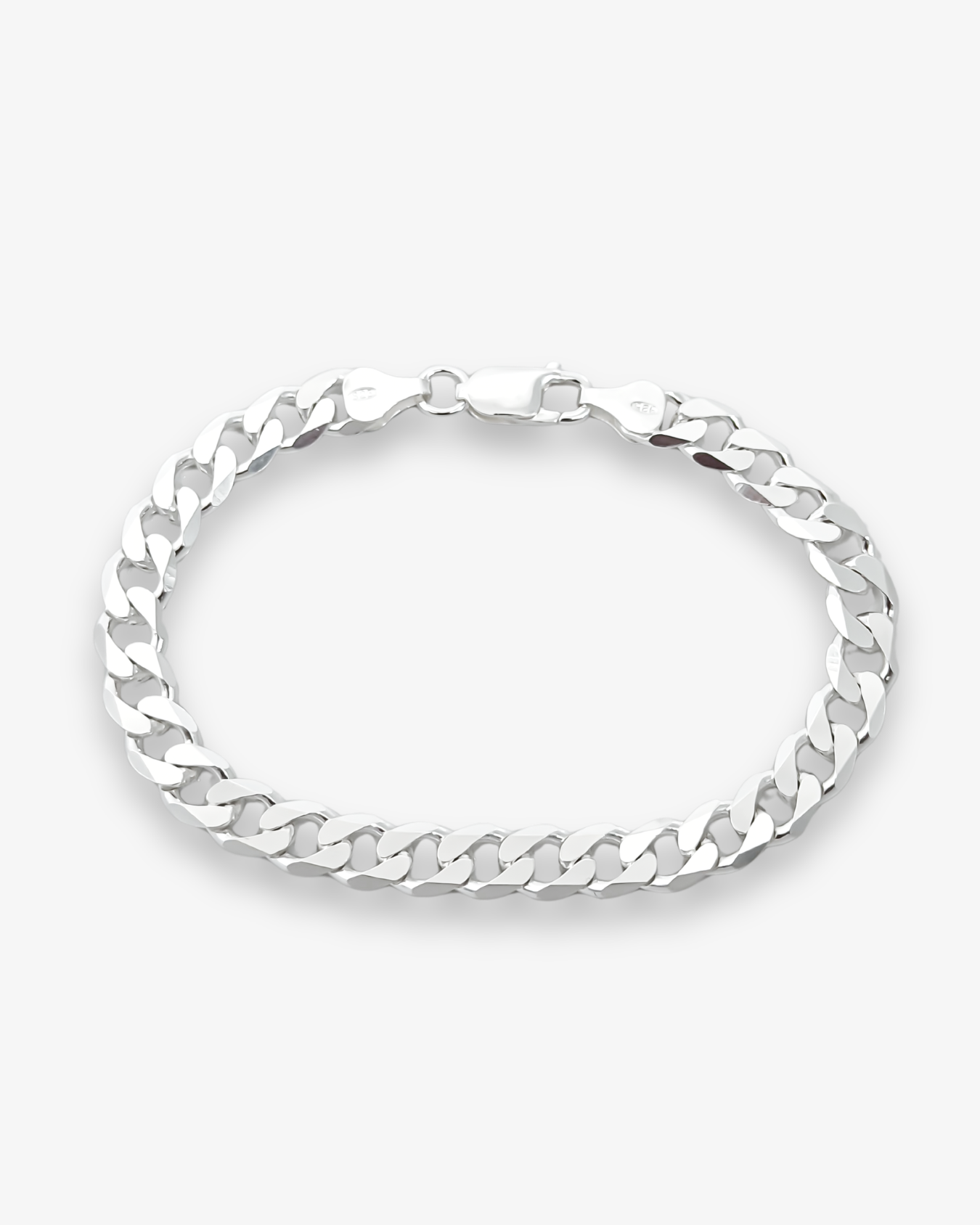 Cheap Sterling Silver Jewellery - Solid 925 Sterling Silver 7mm Curb Bracelet - Italian Made