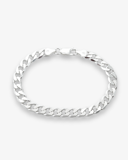 Cheap Sterling Silver Jewellery - Solid 925 Sterling Silver 7mm Curb Bracelet - Italian Made