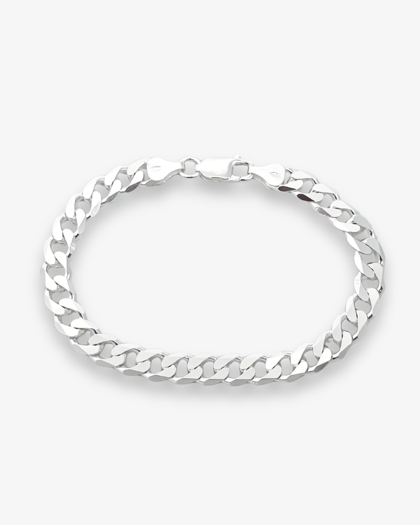 Cheap Sterling Silver Jewellery - Solid 925 Sterling Silver 7mm Curb Bracelet - Italian Made