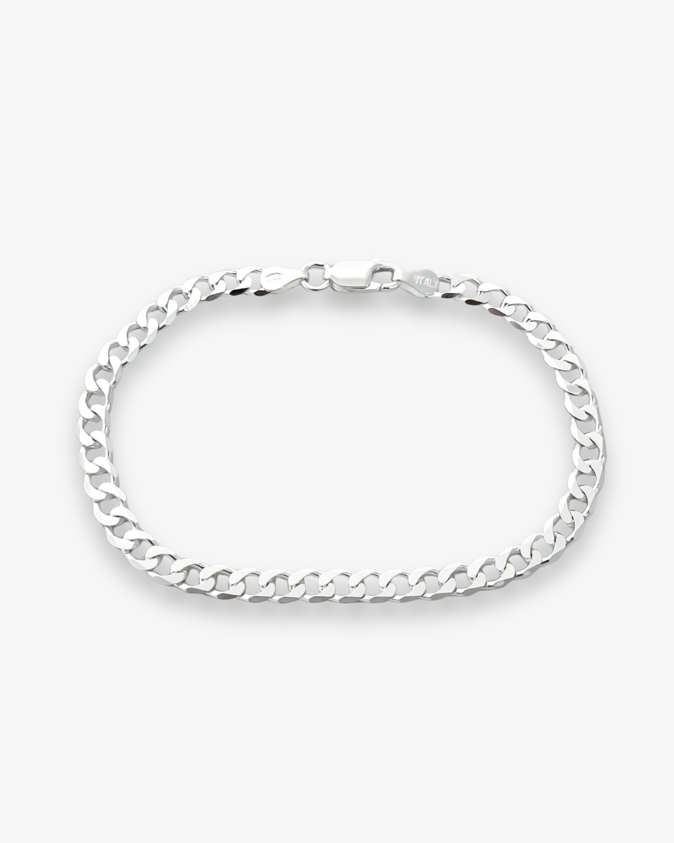 Cheap Sterling Silver Jewellery - Solid 925 Sterling Silver 4mm Curb Bracelet - Italian Made