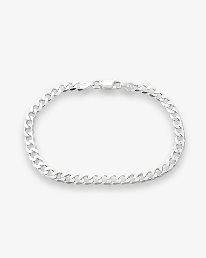 Cheap Sterling Silver Jewellery - Solid 925 Sterling Silver 4mm Curb Bracelet - Italian Made