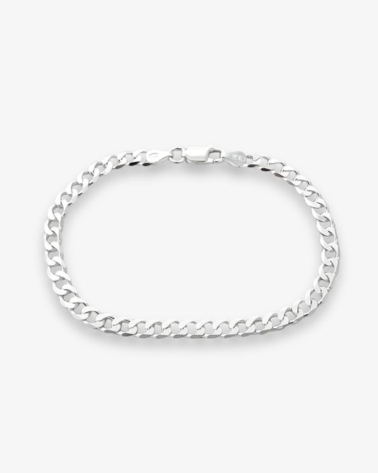Cheap Sterling Silver Jewellery - Solid 925 Sterling Silver 4mm Curb Bracelet - Italian Made