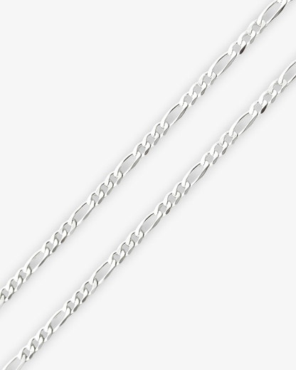 Cheap Sterling Silver Jewellery - Solid 925 Sterling Silver 3mm Figaro Chain - Italian Made