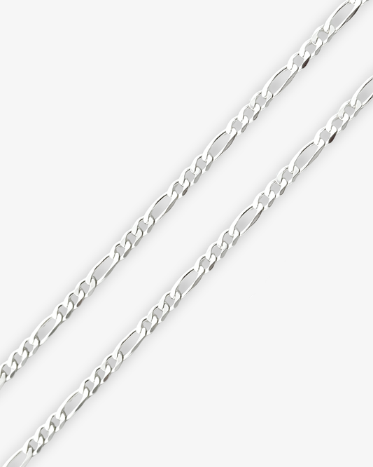 Cheap Sterling Silver Jewellery - Solid 925 Sterling Silver 3mm Figaro Chain - Italian Made