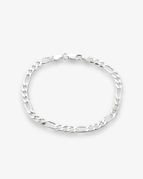 Cheap Sterling Silver Jewellery - Solid 925 Sterling Silver 4mm Figaro Bracelet - Italian Made