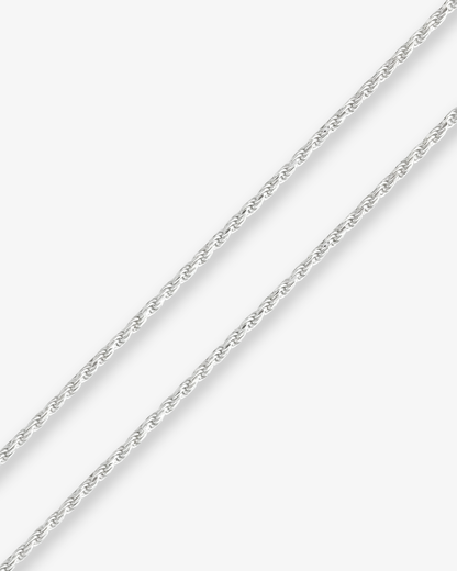 Cheap Sterling Silver Jewellery - Solid 925 Sterling Silver 2mm Rope Chain - Italian Made