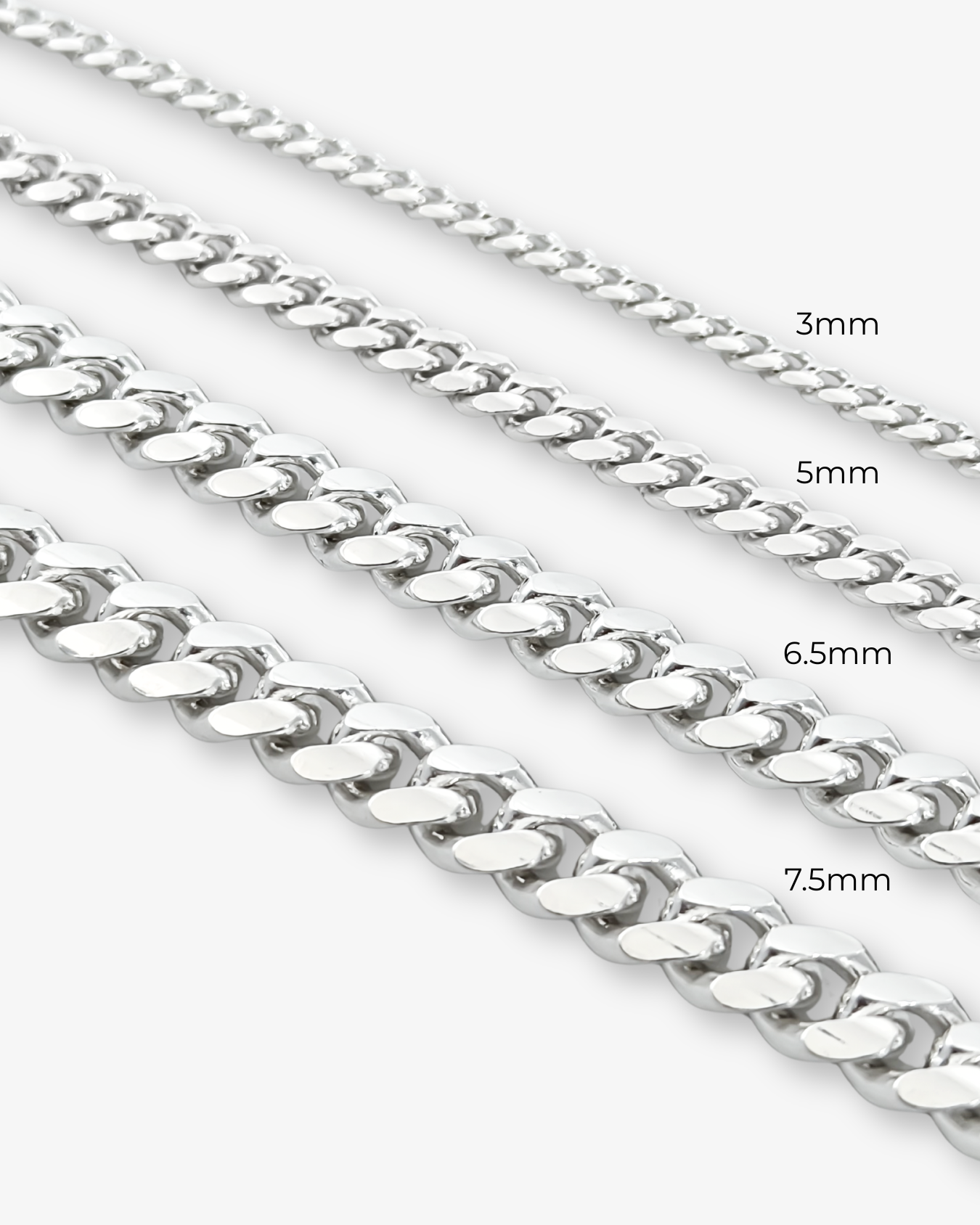 Cheap Sterling Silver Jewellery - Solid 925 Sterling Silver 3mm Cuban Chain - Italian Made