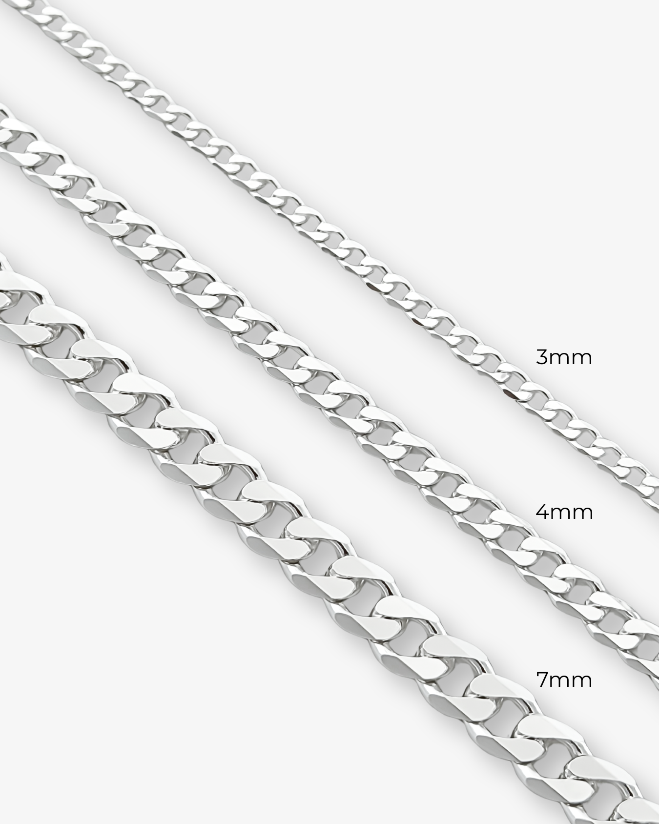 Cheap Sterling Silver Jewellery - Solid 925 Sterling Silver 3mm Curb Chain - Italian Made