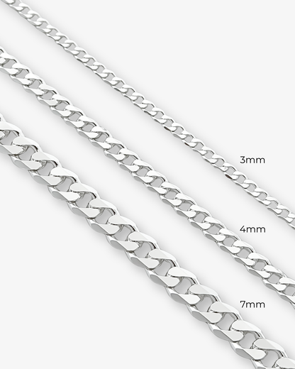 Cheap Sterling Silver Jewellery - Solid 925 Sterling Silver 3mm Curb Chain - Italian Made