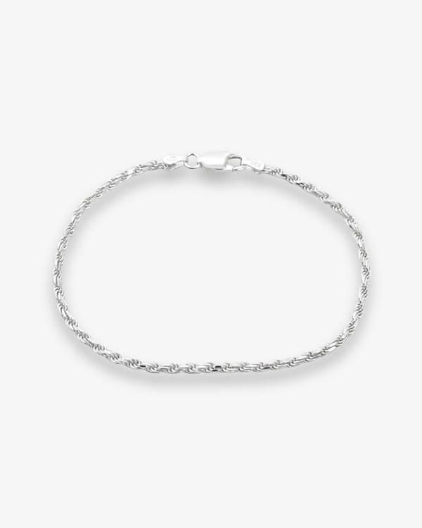 Cheap Sterling Silver Jewellery - Solid 925 Sterling Silver 2mm Rope Bracelet - Italian Made