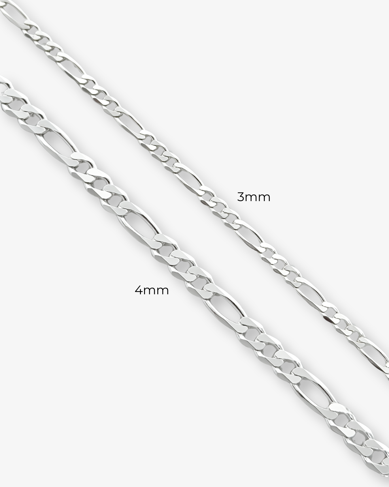Cheap Sterling Silver Jewellery - Solid 925 Sterling Silver 3mm Figaro Chain - Italian Made