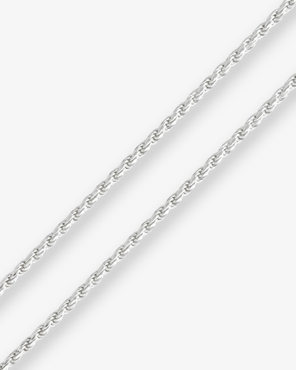 Cheap Sterling Silver Jewellery - Solid 925 Sterling Silver 3mm Rope Chain - Italian Made