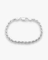 Cheap Sterling Silver Jewellery - Solid 925 Sterling Silver 4mm Rope Bracelet - Italian Made