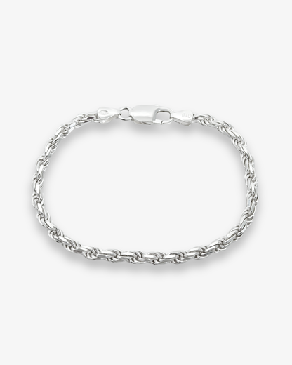 Cheap Sterling Silver Jewellery - Solid 925 Sterling Silver 4mm Rope Bracelet - Italian Made