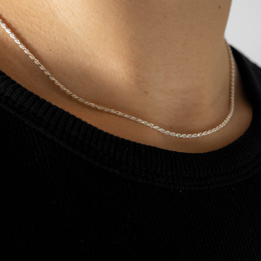 Cheap Sterling Silver Jewellery - Solid 925 Sterling Silver 1.5mm Rope Chain - Italian Made