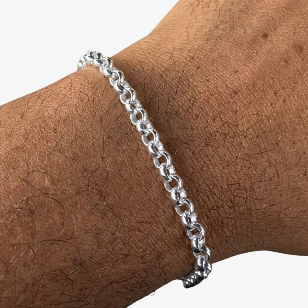 Cheap Sterling Silver Jewellery - Solid 925 Sterling Silver 4mm Belcher Bracelet - Italian Made