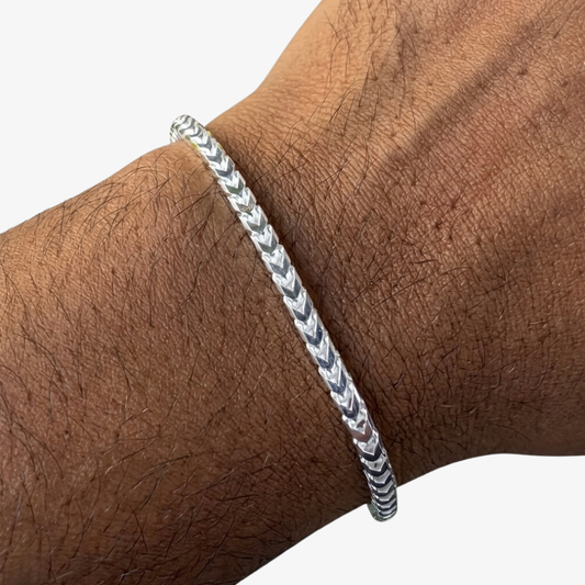 Cheap Sterling Silver Jewellery - Solid 925 Sterling Silver 3.5mm Franco Bracelet - Italian Made