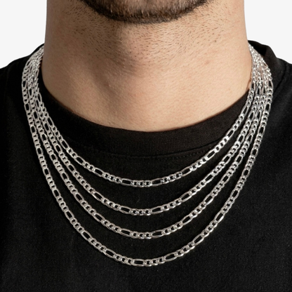Cheap Sterling Silver Jewellery - Solid 925 Sterling Silver 4mm Figaro Chain - Italian Made