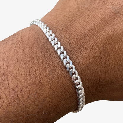 Cheap Sterling Silver Jewellery - Solid 925 Sterling Silver 5mm Cuban Bracelet - Italian Made