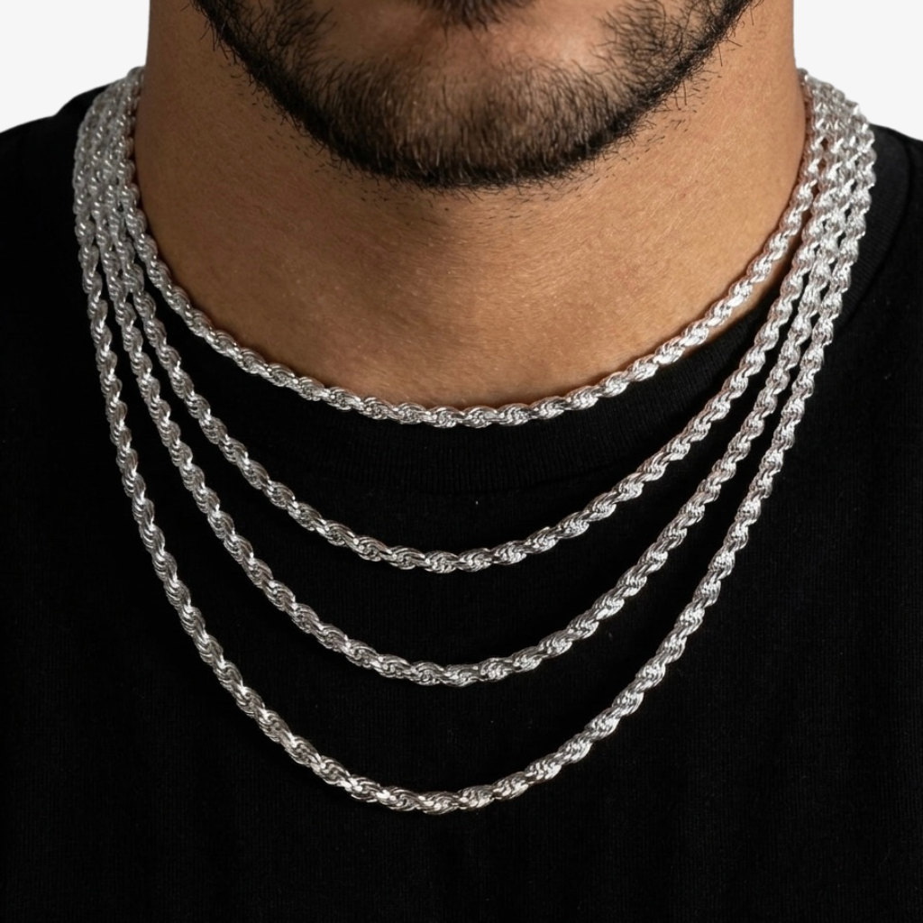 Cheap Sterling Silver Jewellery - Solid 925 Sterling Silver 4mm Rope Chain - Italian Made