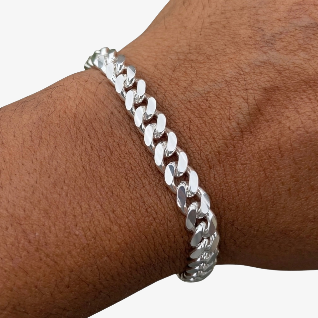 Cheap Sterling Silver Jewellery - Solid 925 Sterling Silver 7.5mm Cuban Bracelet - Italian Made