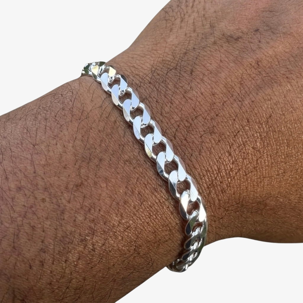 Cheap Sterling Silver Jewellery - Solid 925 Sterling Silver 7mm Curb Bracelet - Italian Made
